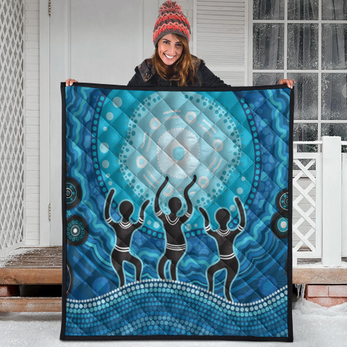 Australia Aboriginal Inspired Quilt - Aboriginal Style Of Landscape Background Quilt